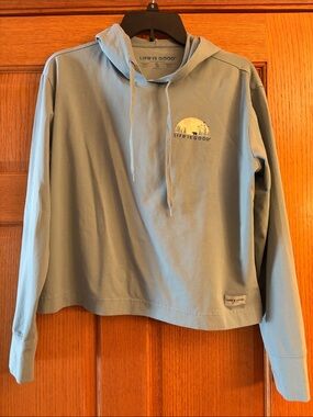 Life is Good Women L/S Crusher-Flex Boxy Hoodie Optimistic Blue - medium